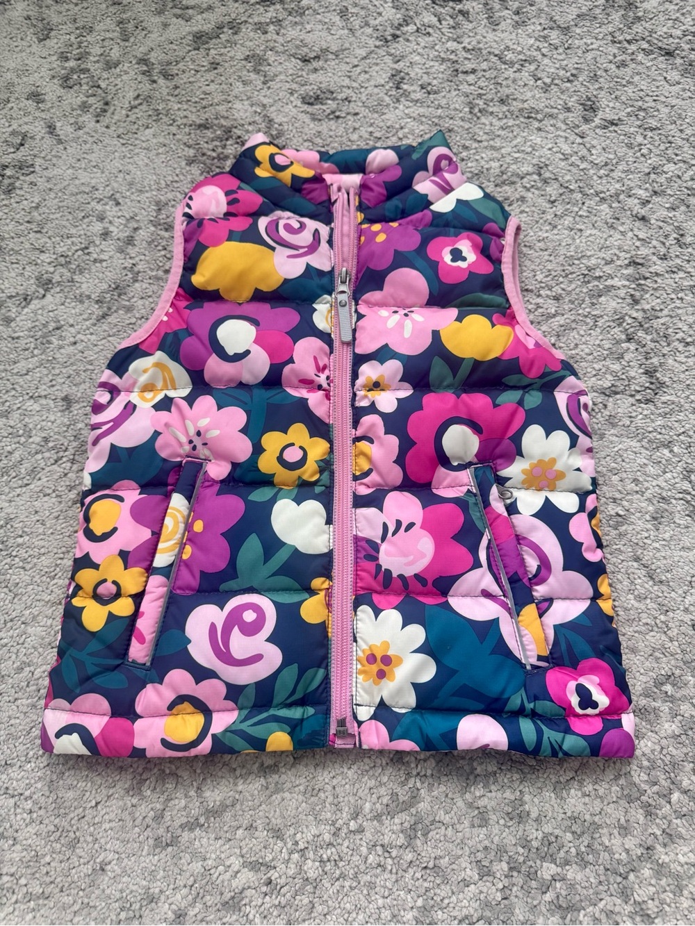Hanna Andersson Floral Puffer Vest Girls Size 5 / 110